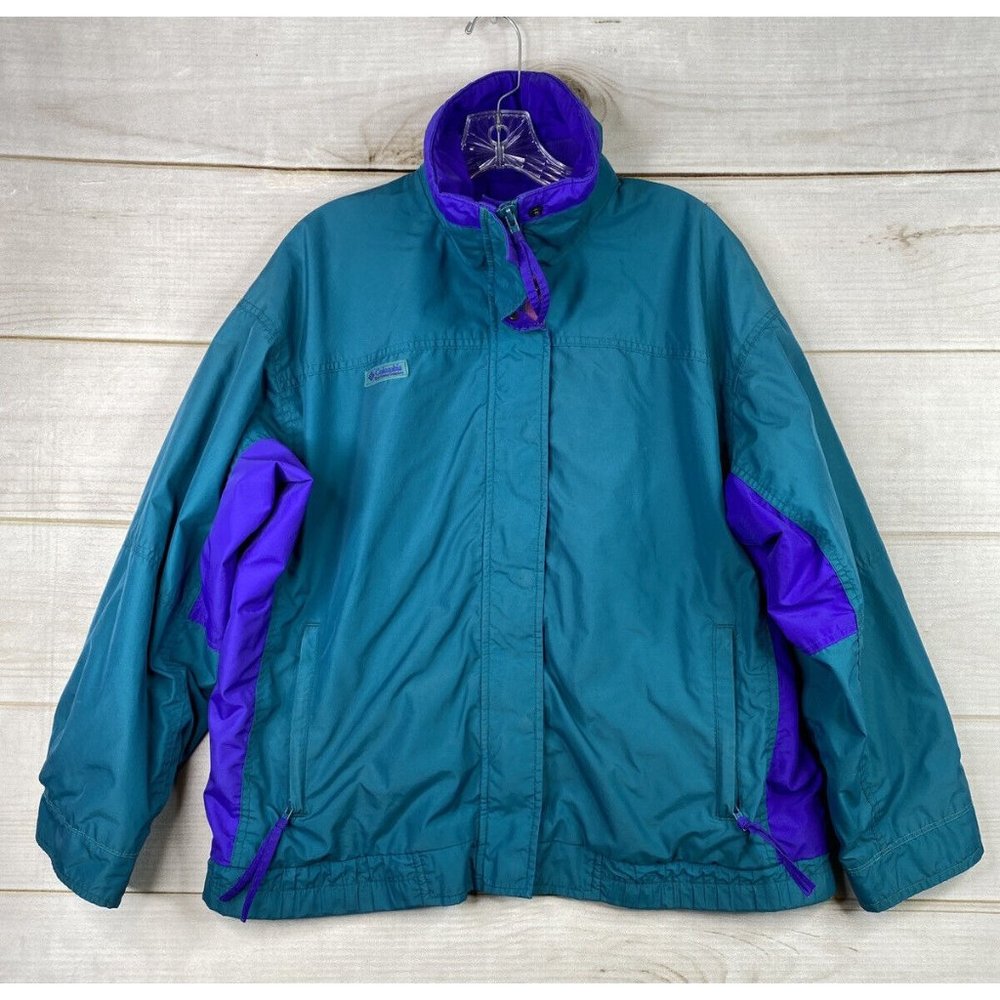 Columbia Bugaboo Jacket Womens L Blue Purple Zip Up Radial Slev Vintage 80s 90s